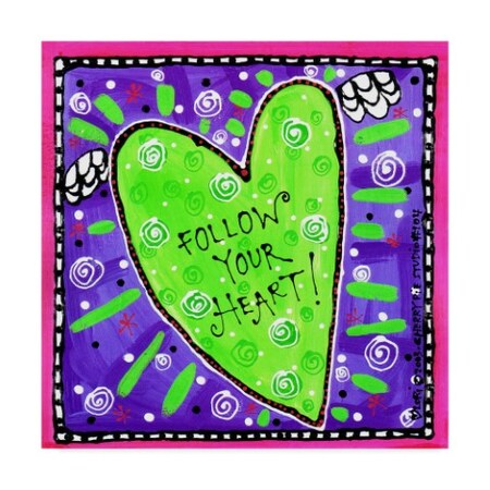 Cherry Pie Studios 'Follow Your Heart Green' Canvas Art,18x18